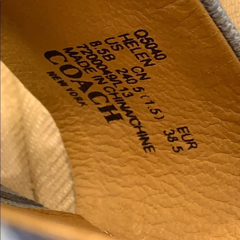 Coach leather/canvas espadrilles 3”heel 0.7”pltfrm